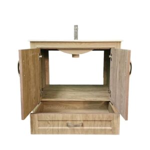 Dreamwerks 24" W x 19" D x 33" H Livorno Vanity With Ceramic Vanity Top in Woodgrain Finish - Image 8