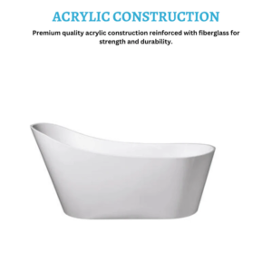 Dreamwerks 66.9" Acrylic Curved Flatbottom Bathtub in Glossy White - Image 5
