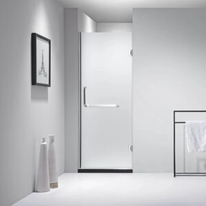 Dreamwerks 30 in. x 79 in. Frameless Hinged Shower Door Clear Glass in Stainless Steel with Handle - Image 4