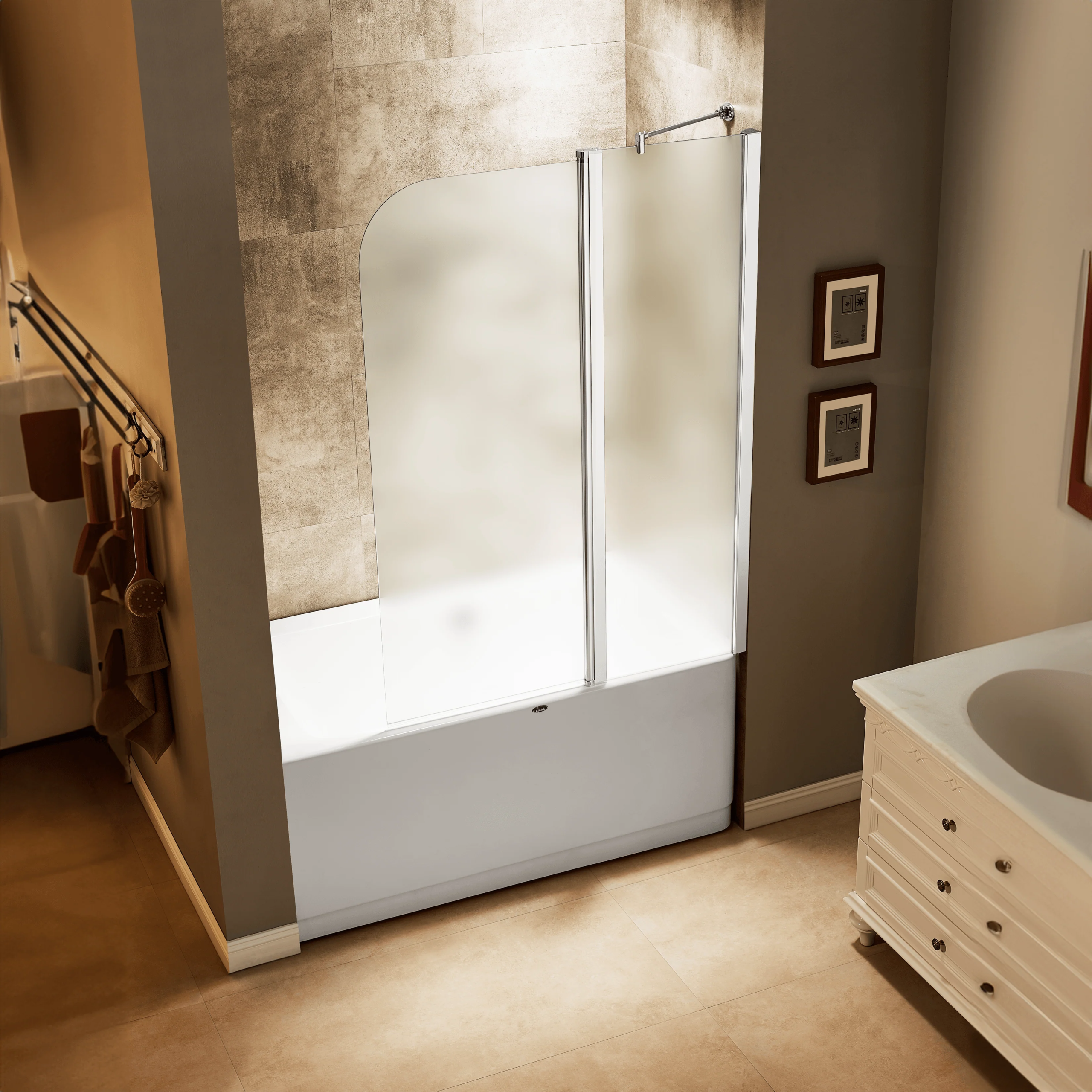 Dreamwerks 43 in. x 59 in. Frameless Pivot Tub Door in Chrome - Image 7