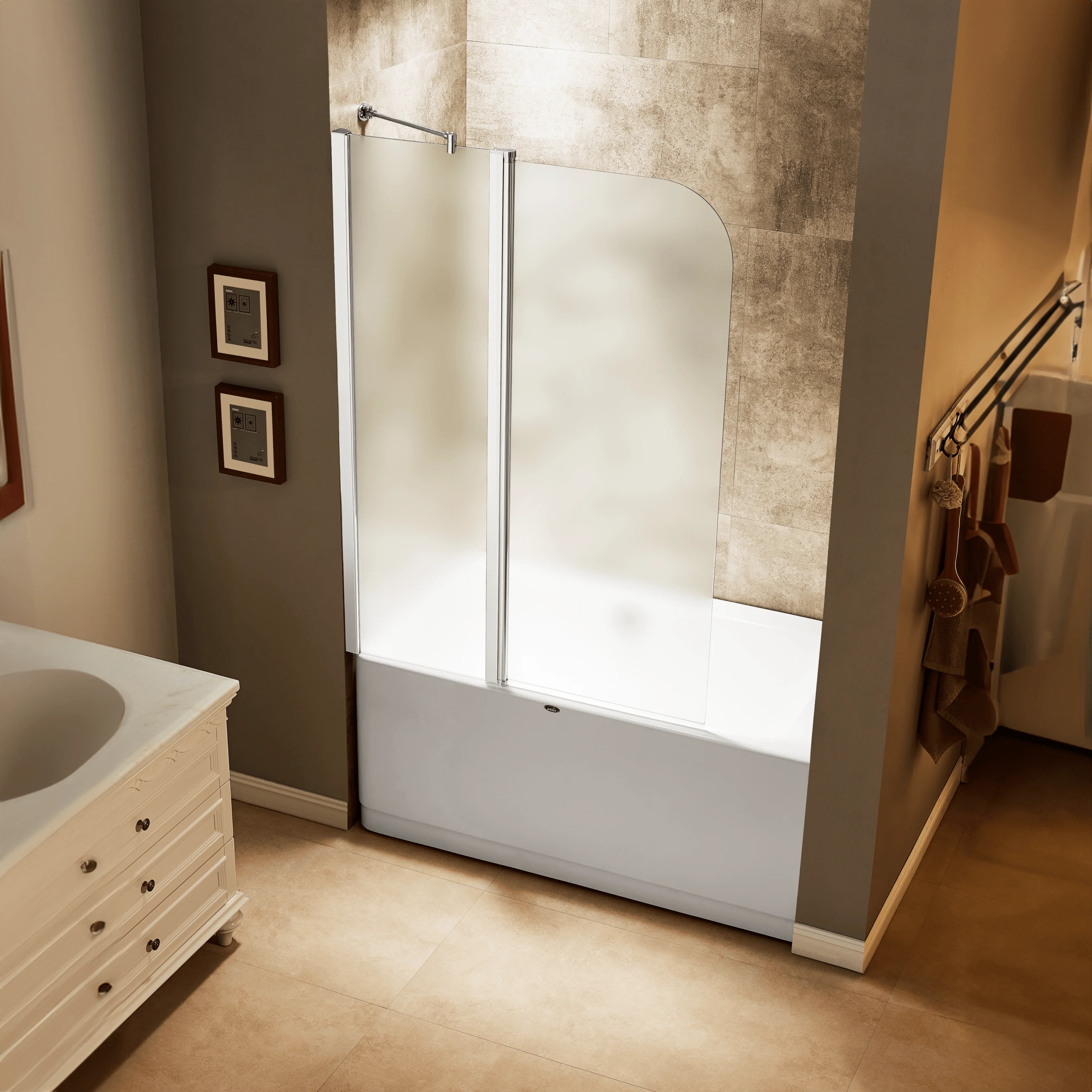 Dreamwerks 43 in. x 59 in. Frameless Pivot Tub Door in Chrome - Image 8