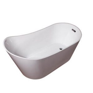 Dreamwerks 66.9" Acrylic Curved Flatbottom Bathtub in Glossy White-644
