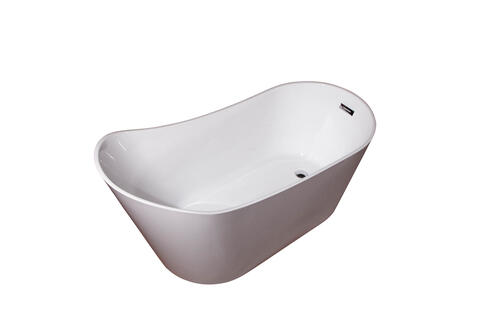 Dreamwerks 66.9" Acrylic Curved Flatbottom Bathtub in Glossy White-644