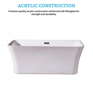 Dreamwerks 66.9" Acrylic Rectangular Flatbottom Bathtub in Glossy White-650