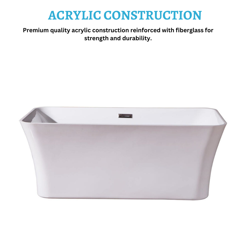 Dreamwerks 66.9" Acrylic Rectangular Flatbottom Bathtub in Glossy White-650