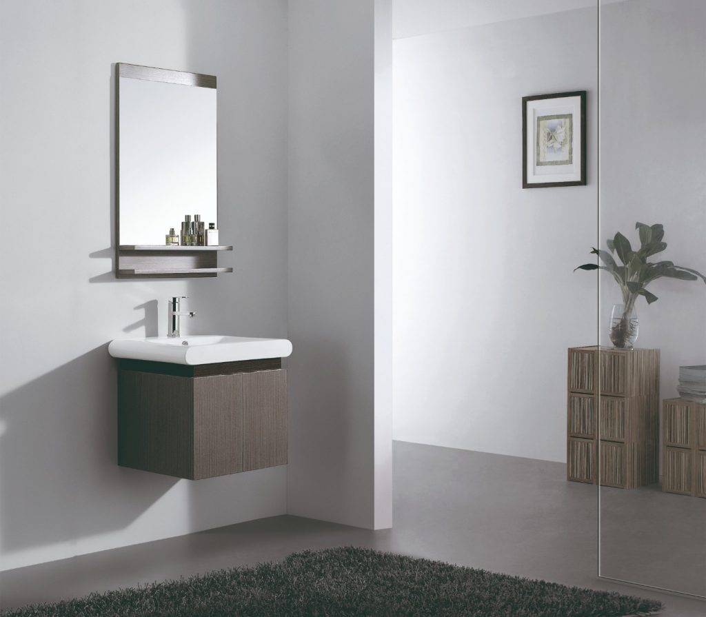 Dreamwerks 21" W x 19" D x 22" H Vanity in Coffee Brown with Ceramic Vanity Top in White Basin and Mirror-0