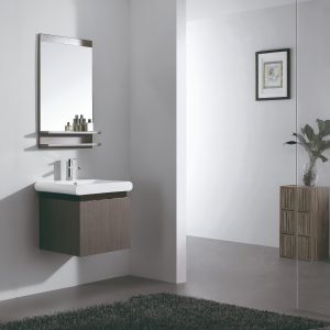 Dreamwerks 21" W x 19" D x 22" H Vanity in Coffee Brown with Ceramic Vanity Top in White Basin and Mirror-0