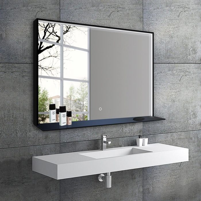 40" x 24" LED Mirror with Wireless Cellphone Charger-0