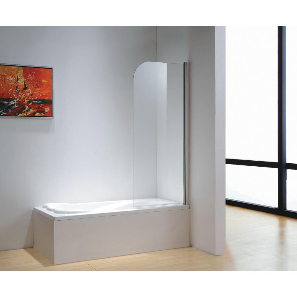 Dreamwerks 30 in. W x 59 in. H Clear Glass Frameless Pivot Tub Door in Chrome-0