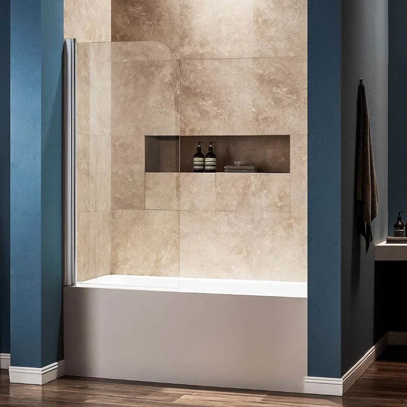 Dreamwerks 30 in. W x 59 in. H Clear Glass Frameless Pivot Tub Door in Chrome - Image 4