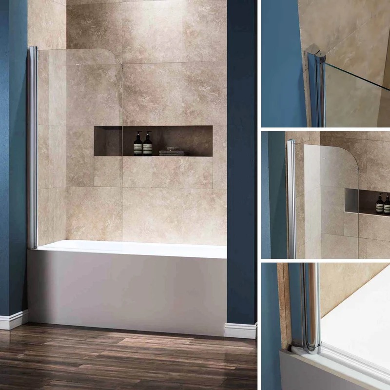 Dreamwerks 30 in. W x 59 in. H Clear Glass Frameless Pivot Tub Door in Chrome - Image 5