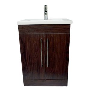 Dreamwerks 24" W x 18" D x 33" H Oslo Vanity in Deep Peach Wood Finish with Ceramic Vanity Top and Mirror-383
