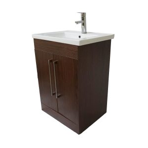 Dreamwerks 24" W x 18" D x 33" H Oslo Vanity in Deep Peach Wood Finish with Ceramic Vanity Top and Mirror-384