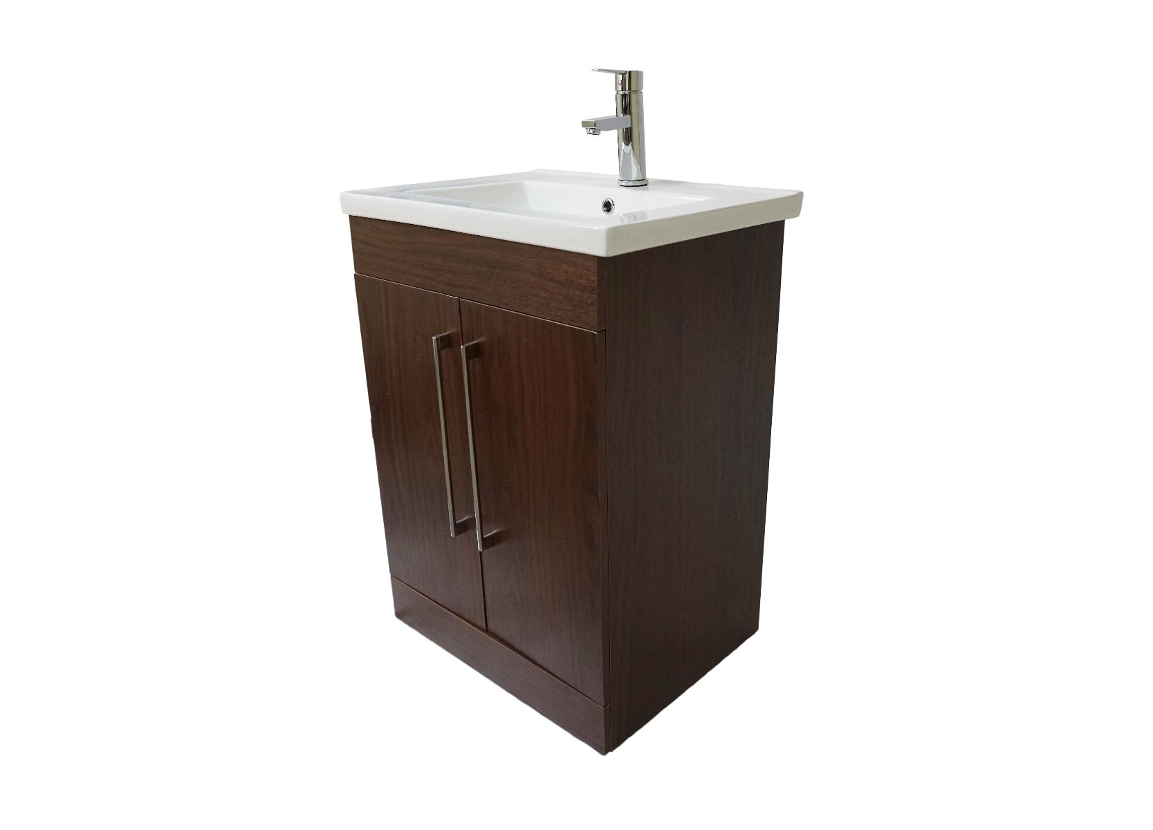 Dreamwerks 24" W x 18" D x 33" H Oslo Vanity in Deep Peach Wood Finish with Ceramic Vanity Top and Mirror-384