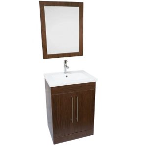 Dreamwerks 24" W x 18" D x 33" H Oslo Vanity in Deep Peach Wood Finish with Ceramic Vanity Top and Mirror-382