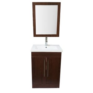 Dreamwerks 24" W x 18" D x 33" H Oslo Vanity in Deep Peach Wood Finish with Ceramic Vanity Top and Mirror-381
