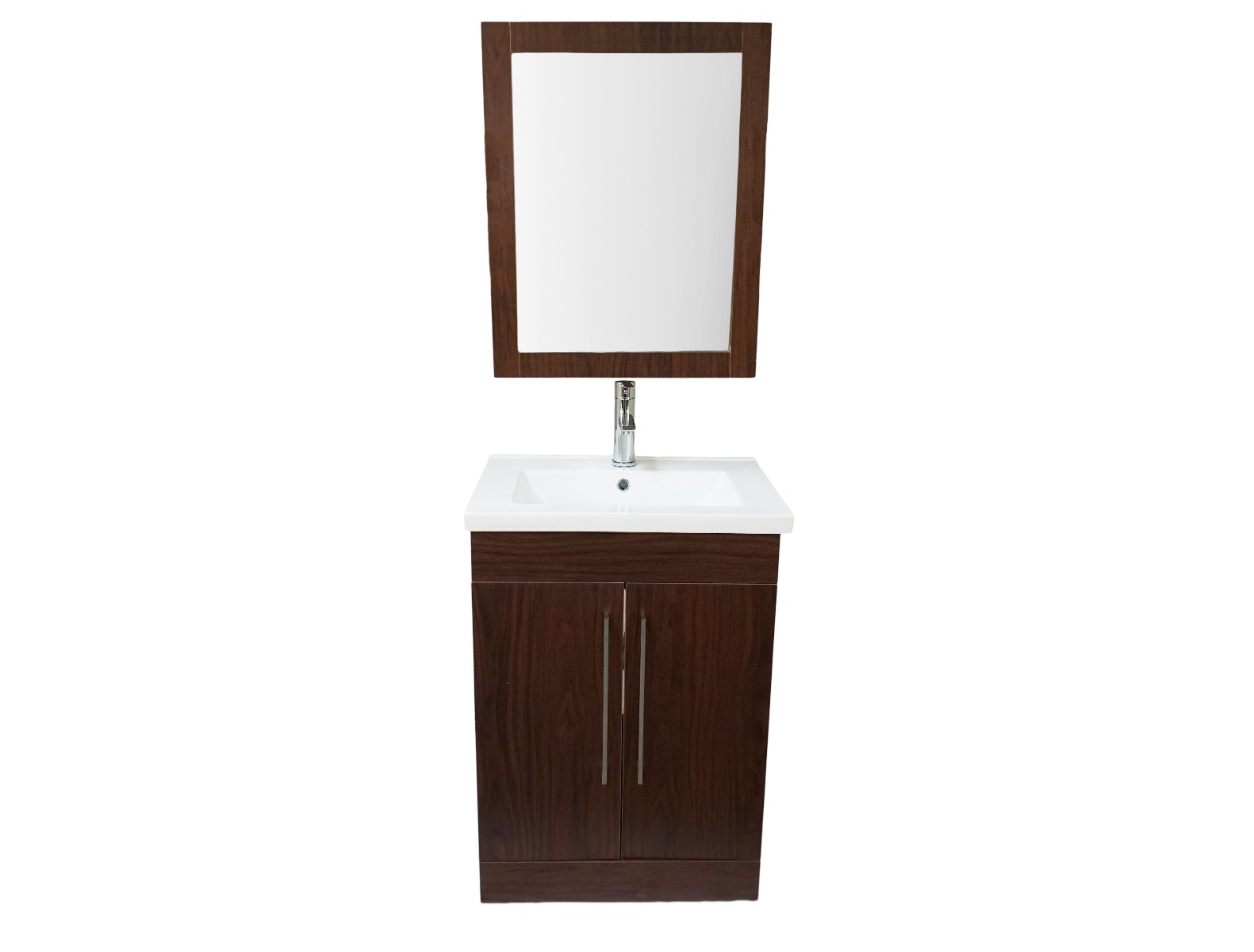 Dreamwerks 24" W x 18" D x 33" H Oslo Vanity in Deep Peach Wood Finish with Ceramic Vanity Top and Mirror-381