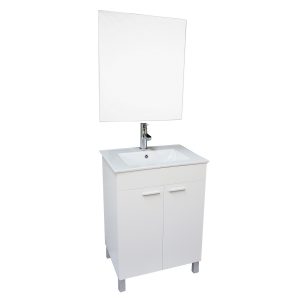 Dreamwerks 24” W x 18” D x 33” H Vanity in White Finish with Ceramic Square Vanity Top and Mirror-380