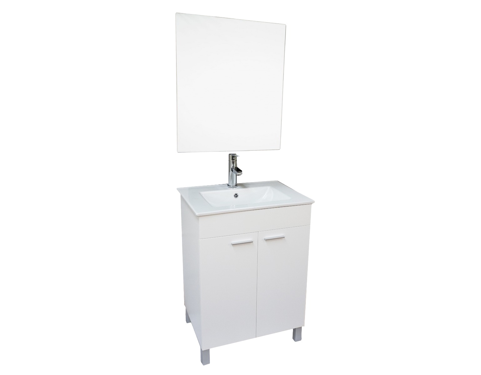 Dreamwerks 24” W x 18” D x 33” H Vanity in White Finish with Ceramic Square Vanity Top and Mirror-380