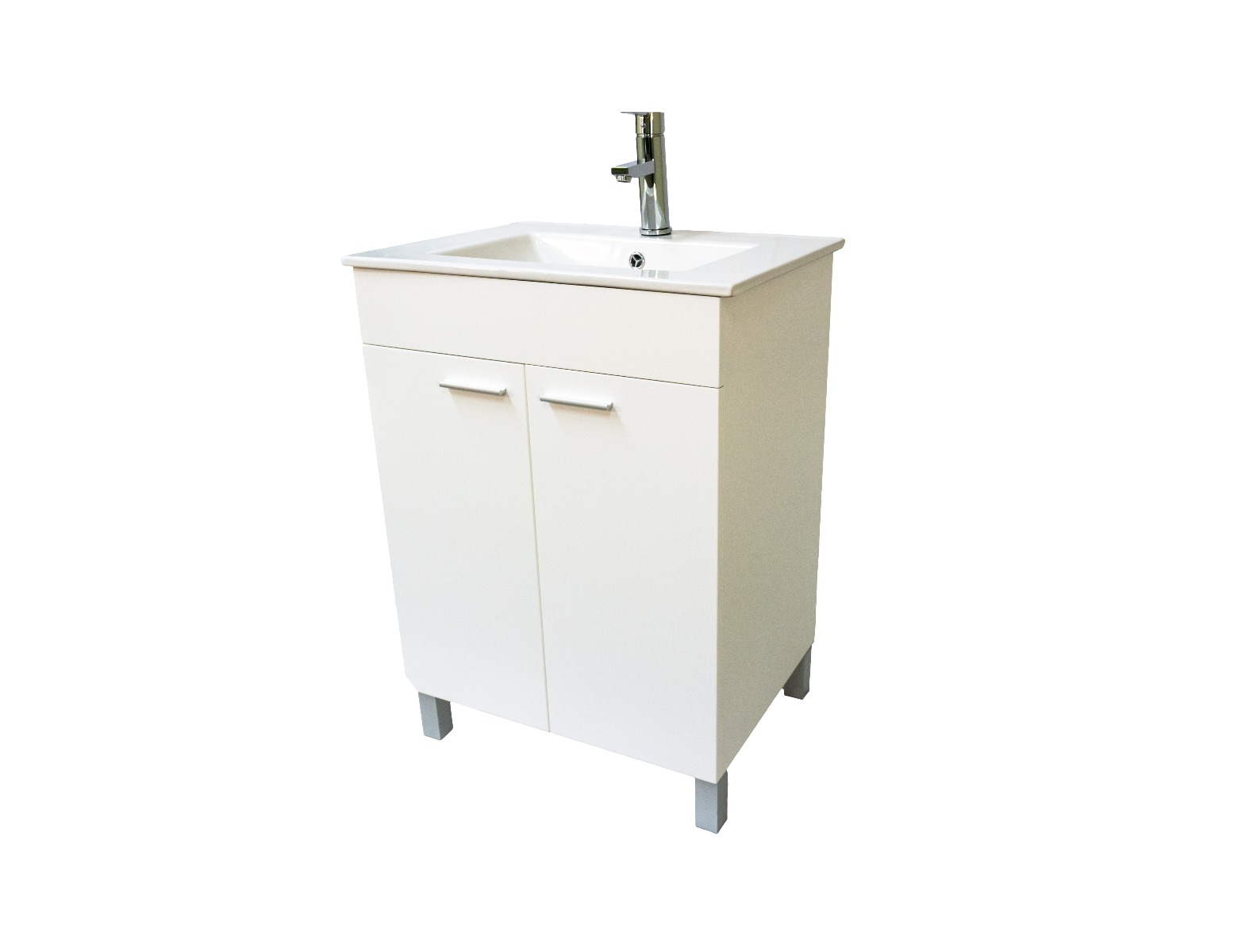Dreamwerks 24” W x 18” D x 33” H Vanity in White Finish with Ceramic Square Vanity Top and Mirror-379