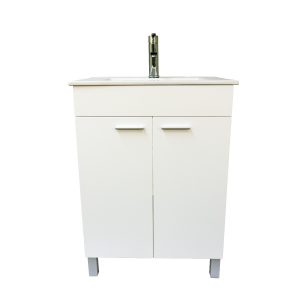 Dreamwerks 24” W x 18” D x 33” H Vanity in White Finish with Ceramic Square Vanity Top and Mirror-377
