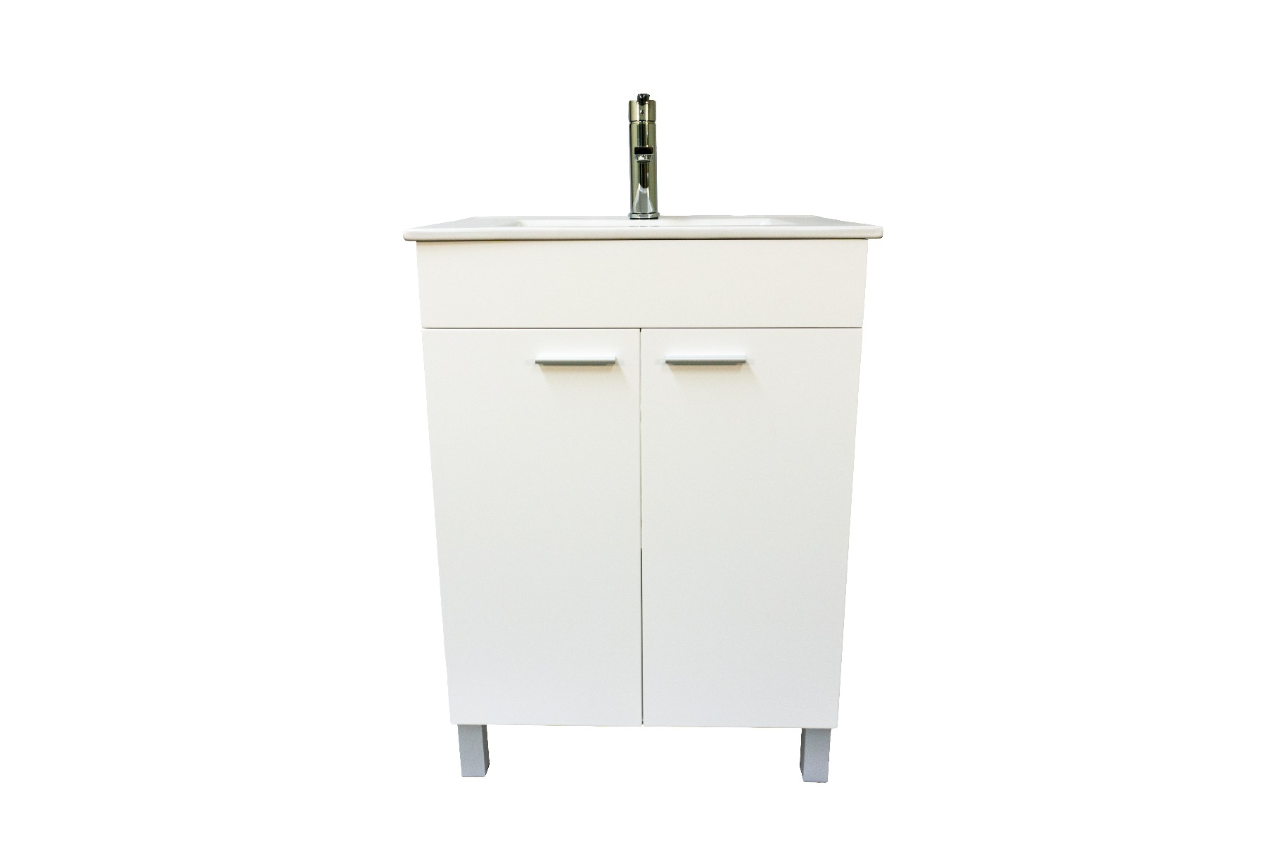 Dreamwerks 24” W x 18” D x 33” H Vanity in White Finish with Ceramic Square Vanity Top and Mirror-377