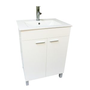 Dreamwerks 24” W x 18” D x 33” H Vanity in White Finish with Ceramic Square Vanity Top and Mirror-378