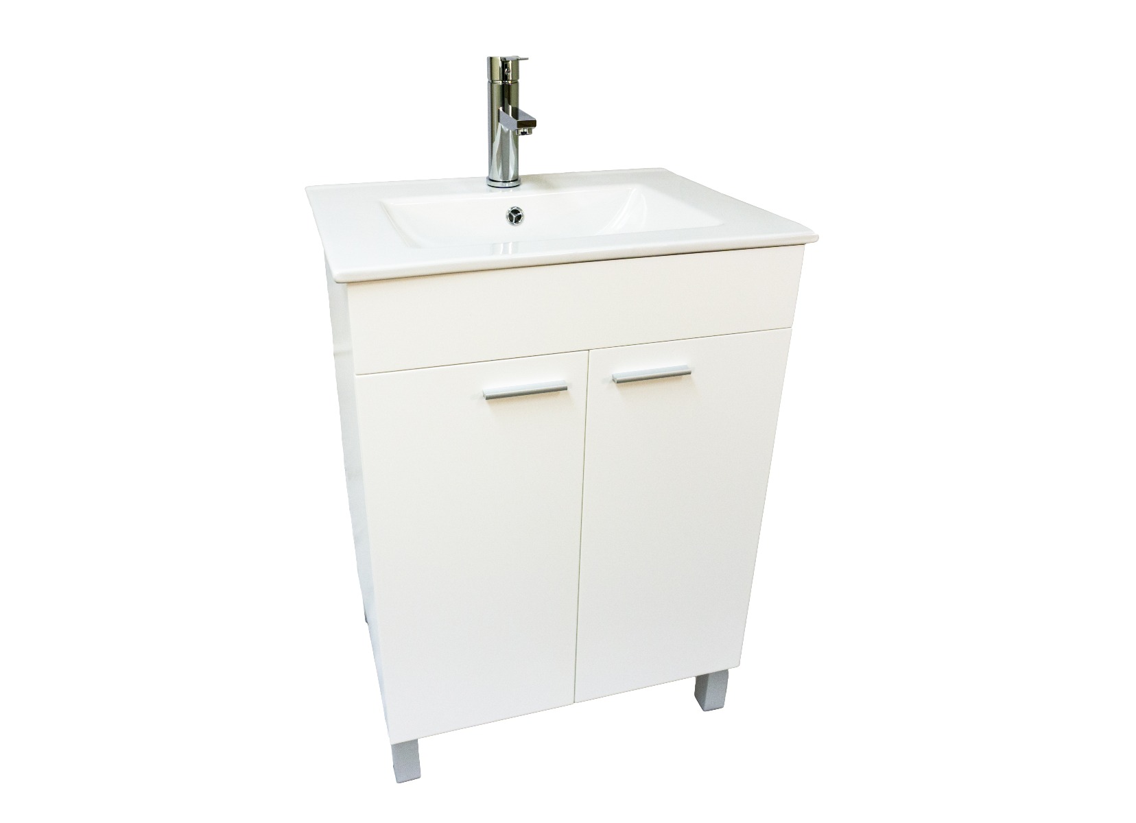 Dreamwerks 24” W x 18” D x 33” H Vanity in White Finish with Ceramic Square Vanity Top and Mirror-378