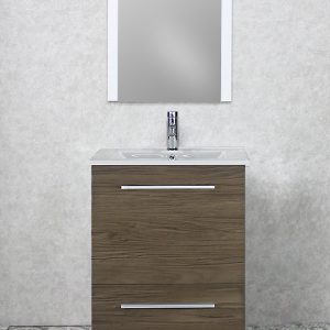 Dreamwerks 24" W x 18" D x 33" H Vanity in Wood Finish with Ceramic Square Vanity Top-0