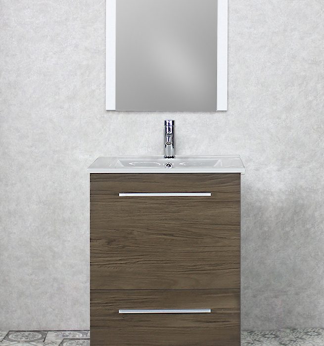 Dreamwerks 24" W x 18" D x 33" H Vanity in Wood Finish with Ceramic Square Vanity Top-0