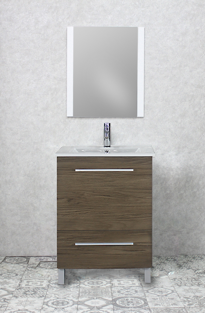 Dreamwerks 24" W x 18" D x 33" H Vanity in Wood Finish with Ceramic Square Vanity Top-0
