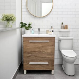 Dreamwerks 24" W x 18" D x 33" H Vanity in Wood Finish with Ceramic Square Vanity Top - Image 8
