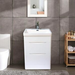 Dreamwerks 24" W x 18" D x 33" H Bathroom Vanity in White with Ceramic Vanity Top - Image 6