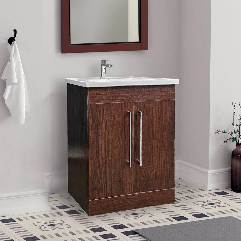 Dreamwerks 24" W x 18" D x 33" H Oslo Vanity in Deep Peach Wood Finish with Ceramic Vanity Top - Image 6
