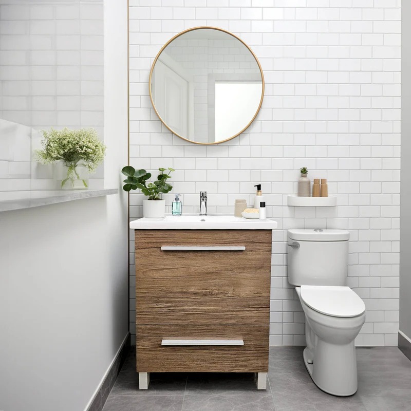 Dreamwerks 24" W x 18" D x 33" H Vanity in Wood Finish with Ceramic Square Vanity Top - Image 9