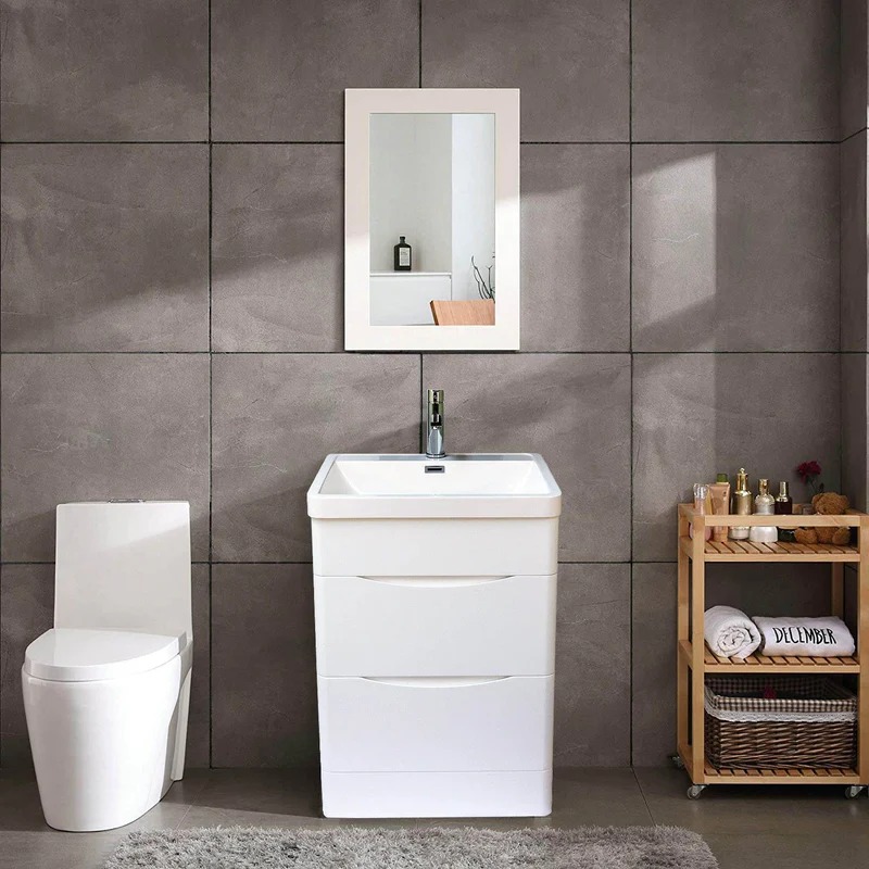 Dreamwerks 24" W x 18" D x 33" H Bathroom Vanity in White with Ceramic Vanity Top - Image 7