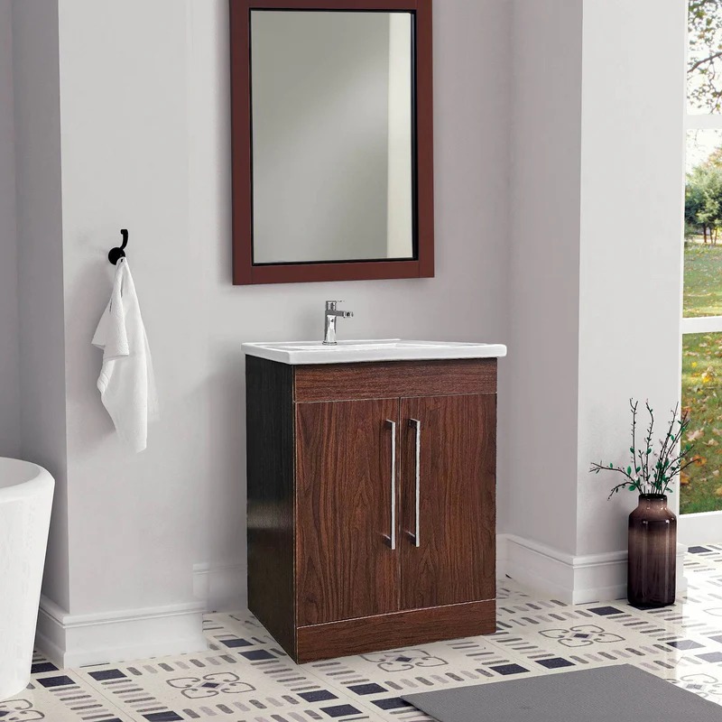 Dreamwerks 24" W x 18" D x 33" H Oslo Vanity in Deep Peach Wood Finish with Ceramic Vanity Top - Image 7