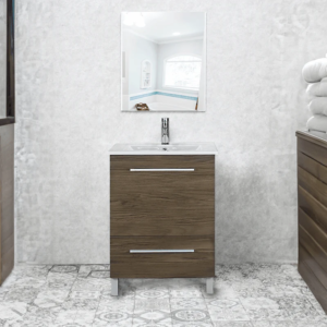 Dreamwerks 24" W x 18" D x 33" H Vanity in Wood Finish with Ceramic Square Vanity Top - Image 10