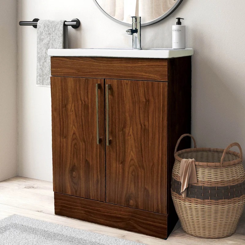 Dreamwerks 24" W x 18" D x 33" H Oslo Vanity in Deep Peach Wood Finish with Ceramic Vanity Top - Image 8