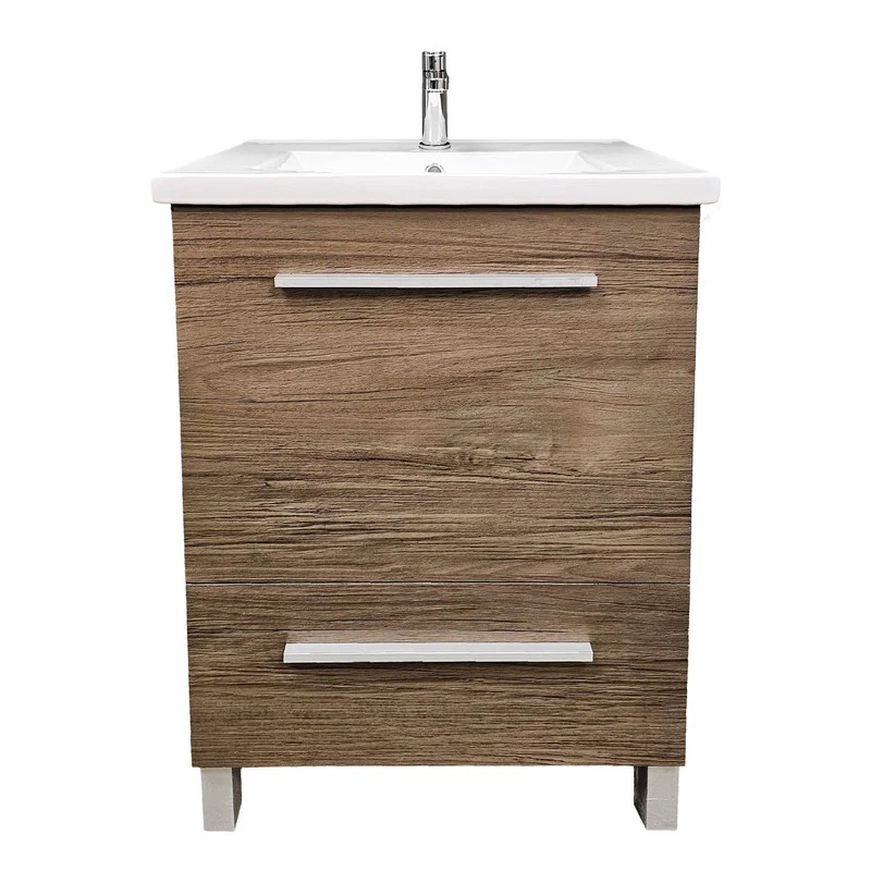 Dreamwerks 24" W x 18" D x 33" H Vanity in Wood Finish with Ceramic Square Vanity Top - Image 11