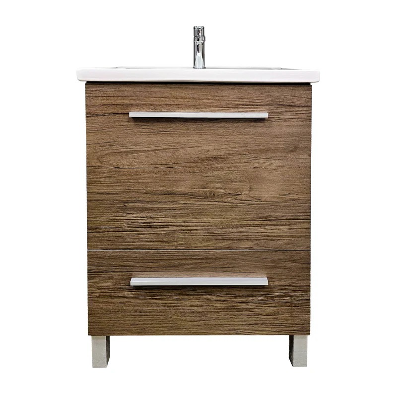Dreamwerks 24" W x 18" D x 33" H Vanity in Wood Finish with Ceramic Square Vanity Top - Image 12