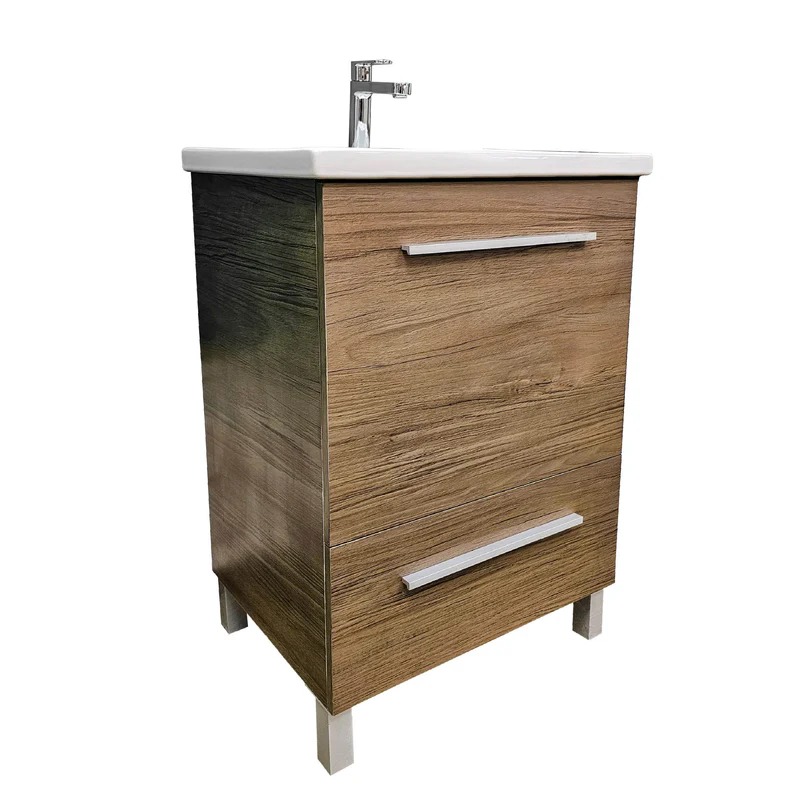 Dreamwerks 24" W x 18" D x 33" H Vanity in Wood Finish with Ceramic Square Vanity Top - Image 13