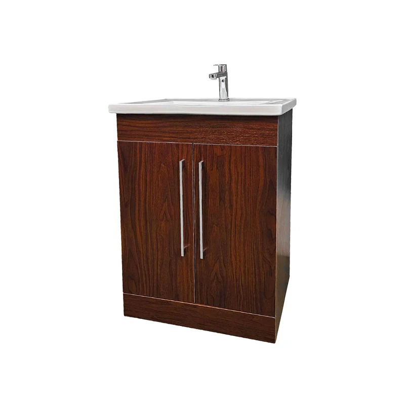 Dreamwerks 24" W x 18" D x 33" H Oslo Vanity in Deep Peach Wood Finish with Ceramic Vanity Top - Image 11