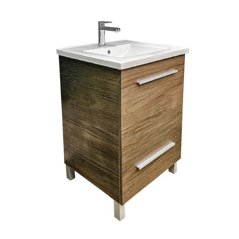 Dreamwerks 24" W x 18" D x 33" H Vanity in Wood Finish with Ceramic Square Vanity Top - Image 6