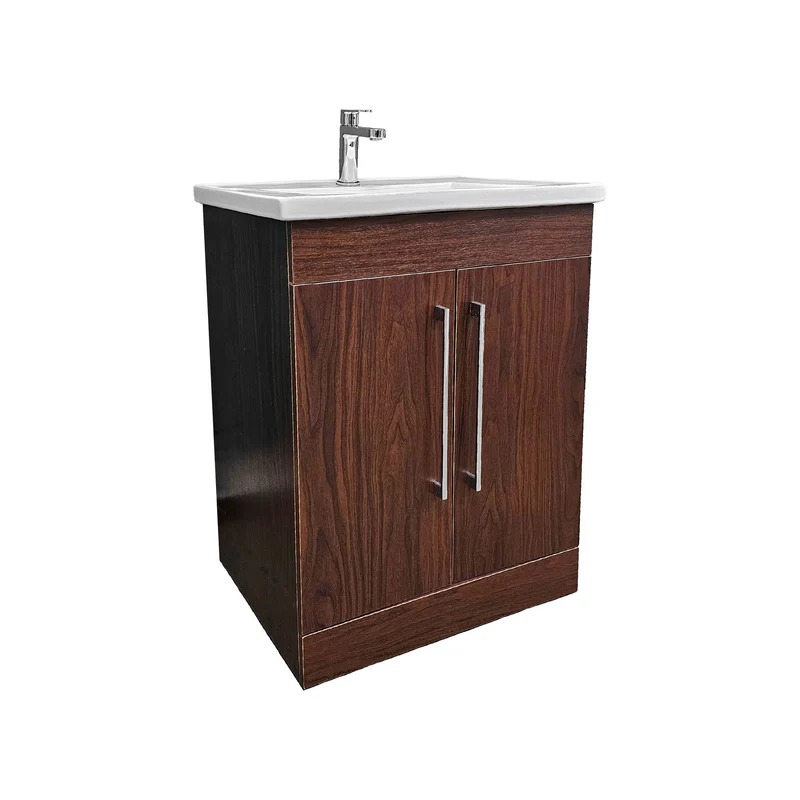 Dreamwerks 24" W x 18" D x 33" H Oslo Vanity in Deep Peach Wood Finish with Ceramic Vanity Top - Image 12