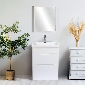 Dreamwerks 24" W x 18" D x 33" H Bathroom Vanity in White with Ceramic Vanity Top-0