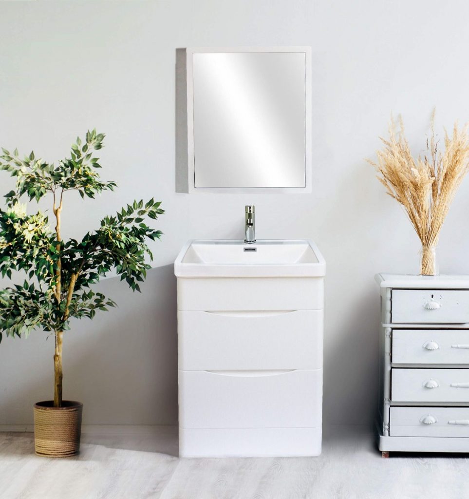 Dreamwerks 24" W x 18" D x 33" H Bathroom Vanity in White with Ceramic Vanity Top-0