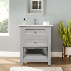 Dreamwerks 24" W x 22" D x 33" H Sienna Vanity In Gray with Ceramic Vanity Top - Image 9