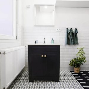 Dreamwerks 24" W x 19" D x 33" H Trenta Vanity with White Ceramic Vanity Top in Black - Image 8