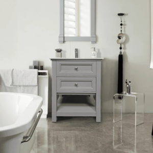 Dreamwerks 24" W x 22" D x 33" H Sienna Vanity In Gray with Ceramic Vanity Top - Image 10